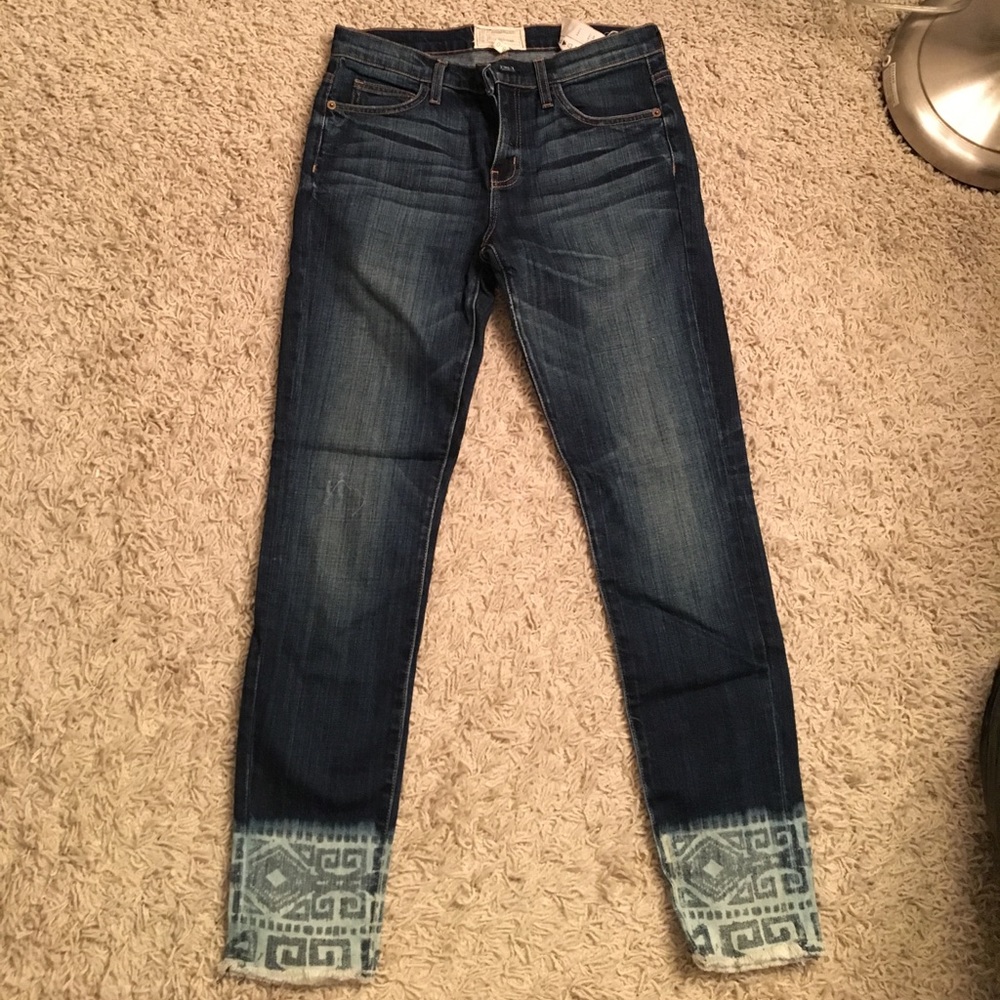 Current Elliot jeans with distressed tribal hem